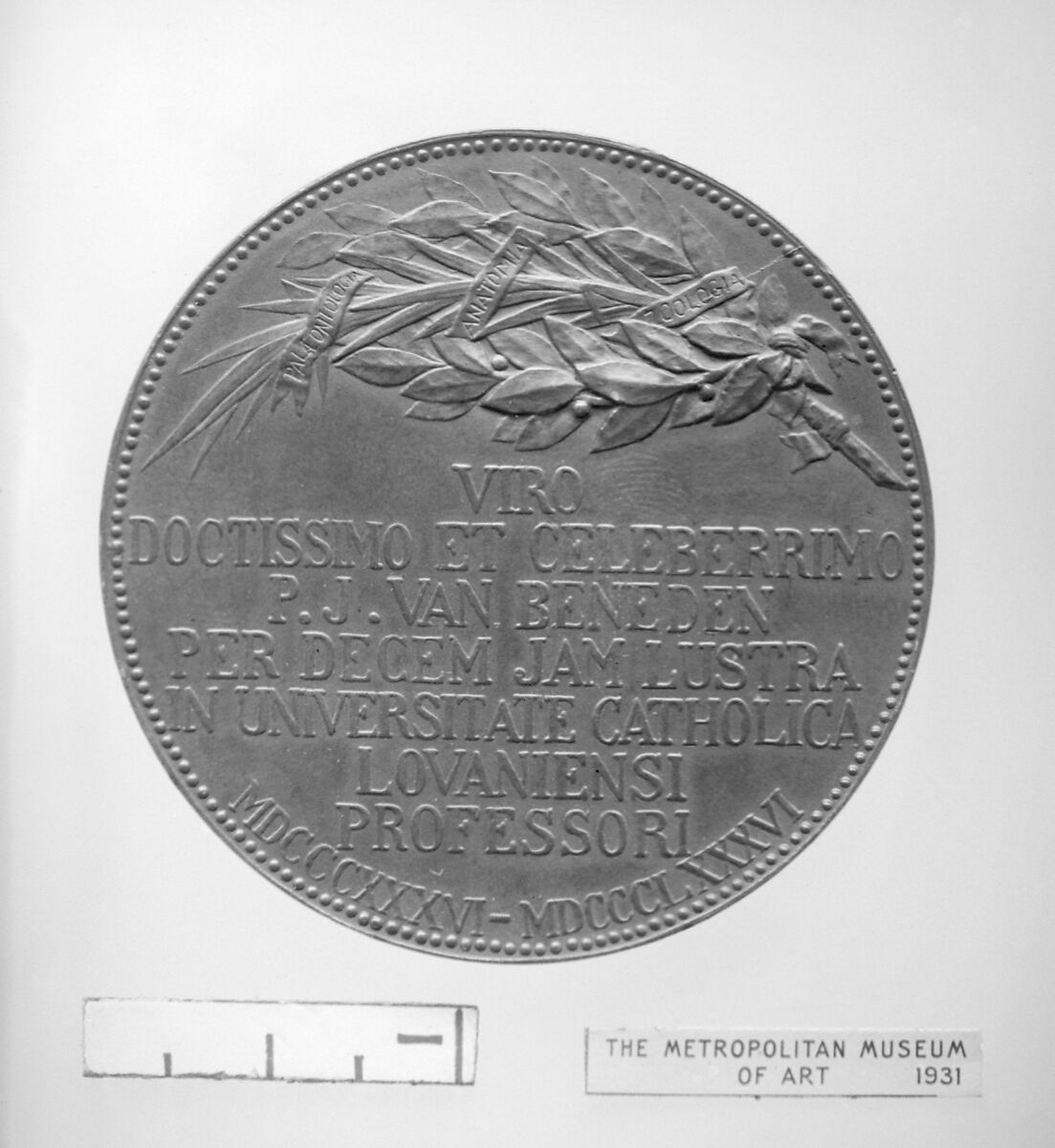 Professor Joseph Van Beneden of Louvain (1809–1894), Medalist: Edouard Louis Geerts (1826–1889), Bronze, Belgian