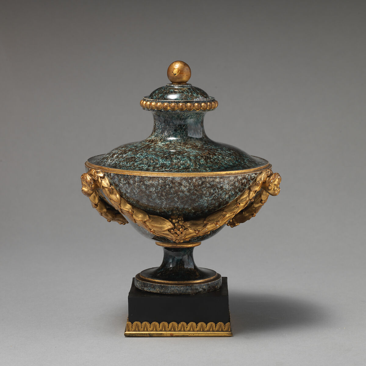 Vase with cover, Wedgwood and Bentley (British, Etruria, Staffordshire, 1769–1780), Porphyry ware, British, Etruria, Staffordshire 