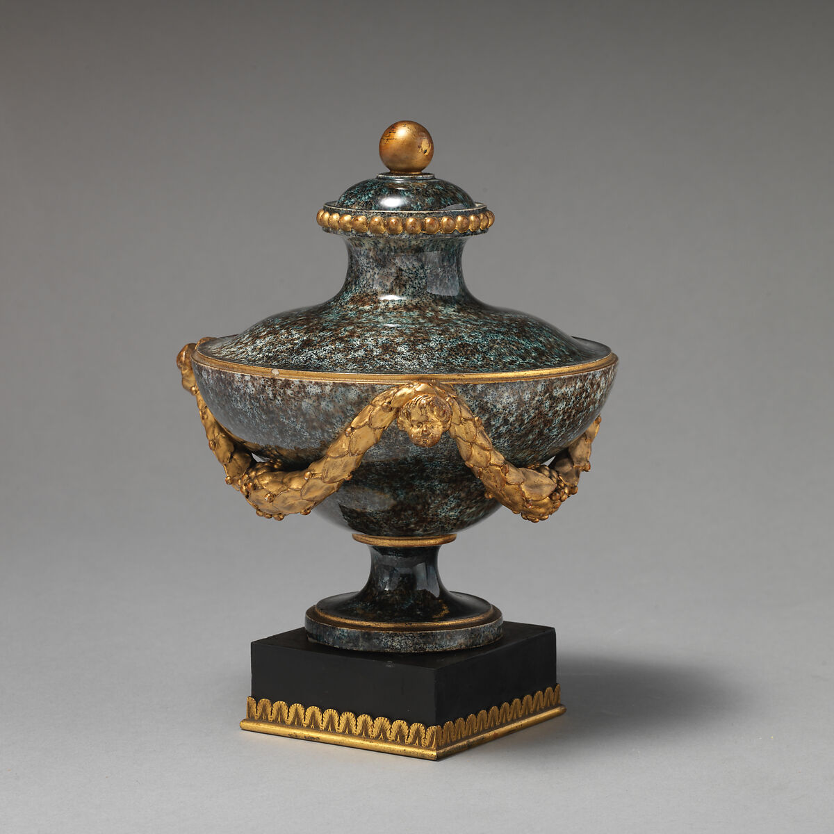 Vase with cover, Wedgwood and Bentley (British, Etruria, Staffordshire, 1769–1780), Porphyry ware, British, Etruria, Staffordshire
