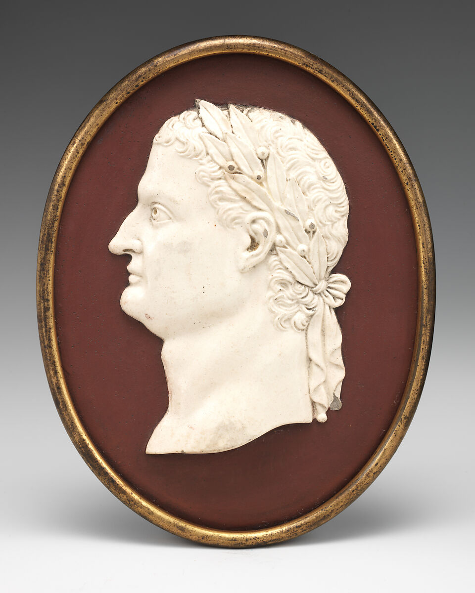 Bust of a Roman emperor, probably Emperor Domitian (r. 81–96 A.D), Josiah Wedgwood (British, Burslem, Stoke-on-Trent 1730–1795 Burslem, Stoke-on-Trent), White jasper, British, Etruria, Staffordshire 