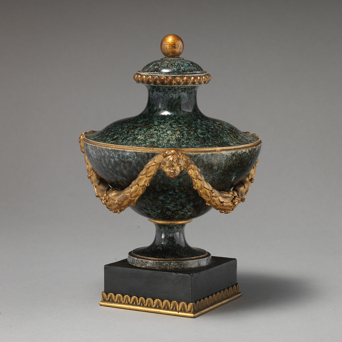 Vase with cover, Wedgwood and Bentley (British, Etruria, Staffordshire, 1769–1780), Porphyry ware, British, Etruria, Staffordshire