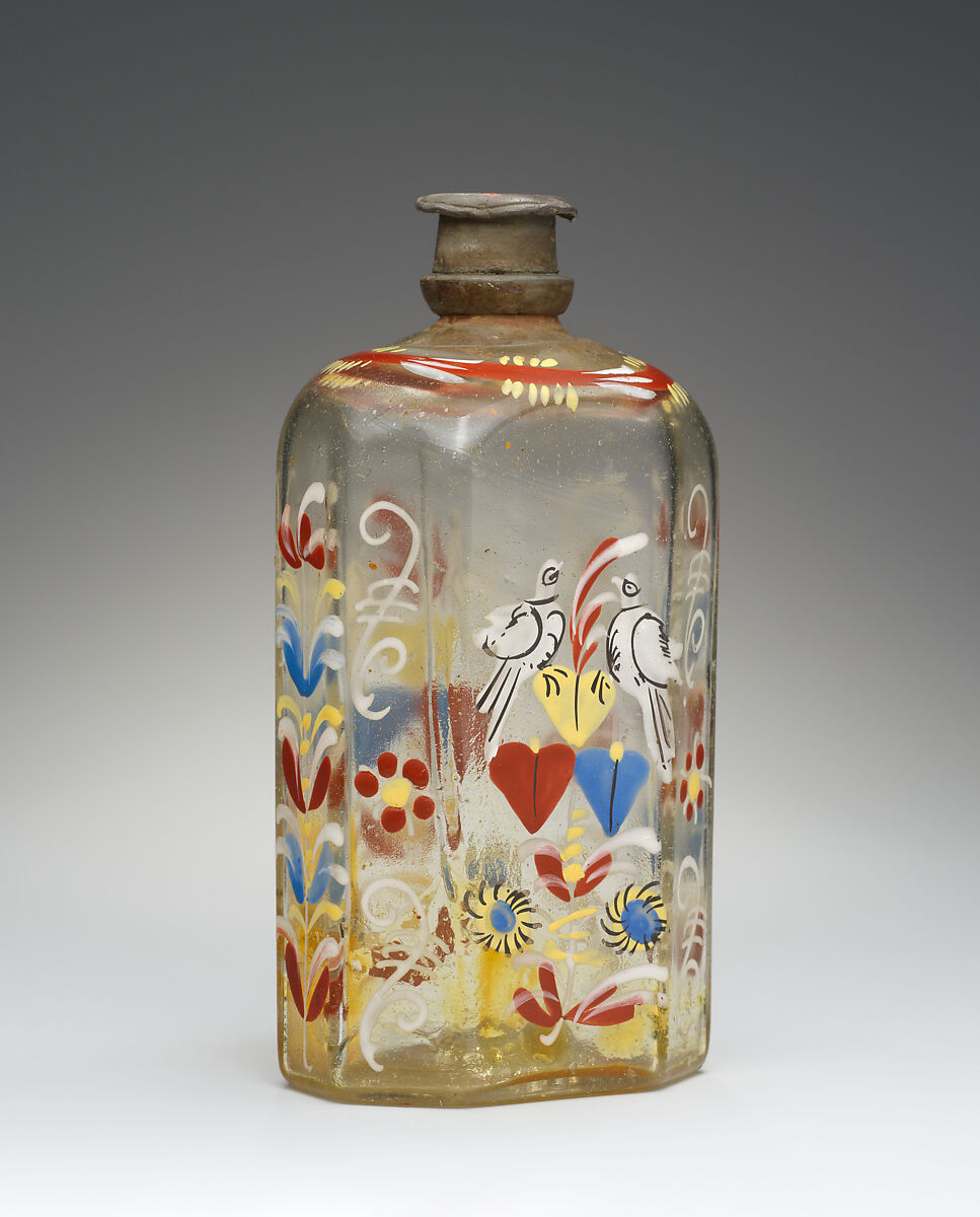 Bottle, Glass, pewter, German