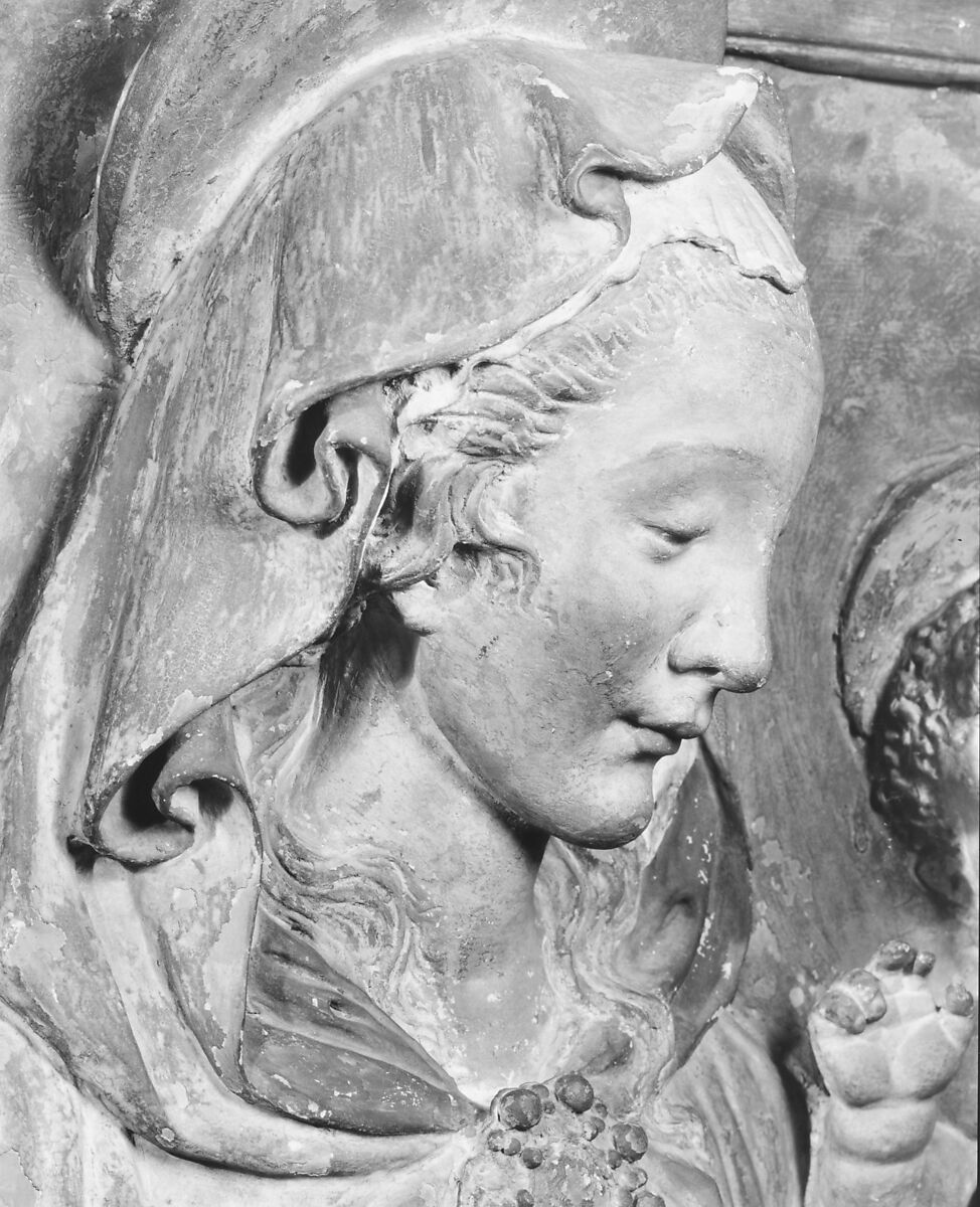 Virgin and Child, Follower of Andrea del Verrocchio (Italian, Florence 1435–1488 Venice), Terracotta, painted and partially gilt, Italian