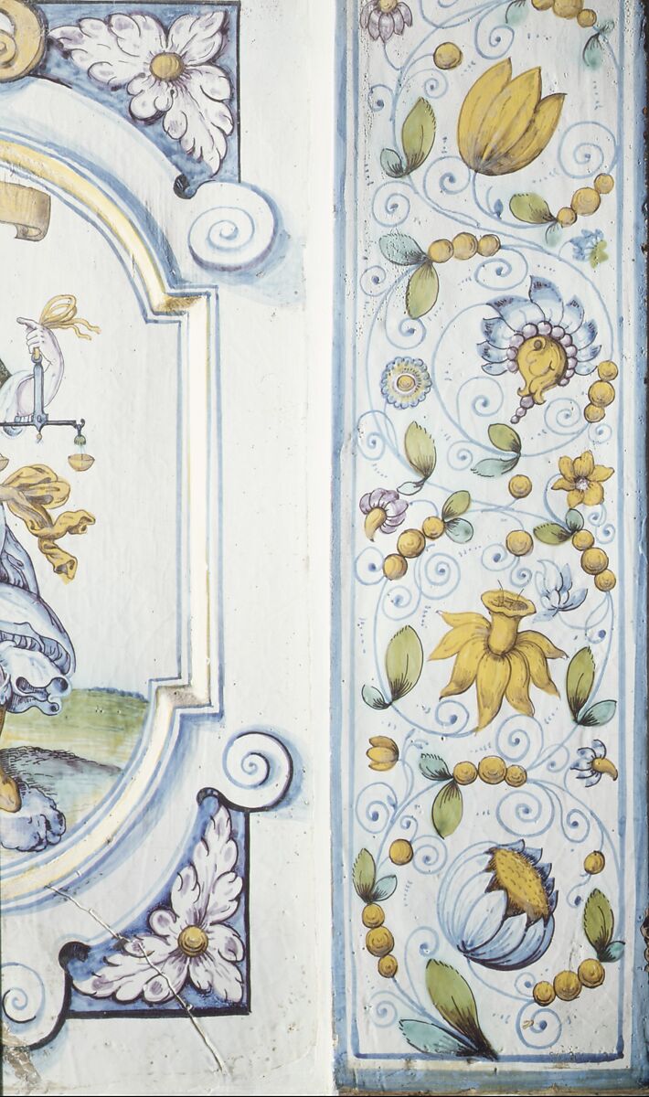 Stove, Attributed to the pottery of David II Pfau (1644–1702), Faience (tin-glazed earthenware), Swiss, Winterthur