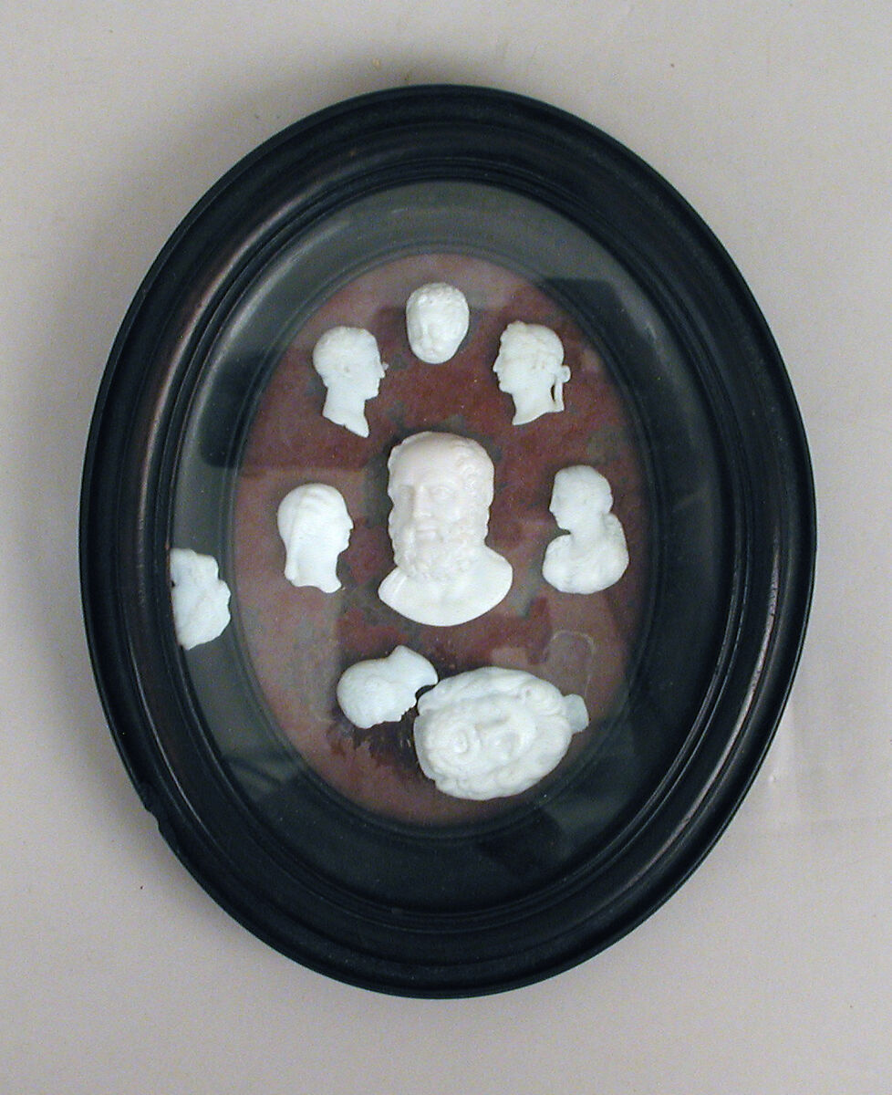 Casts from antique gems (9), James Tassie (British, Glasgow, Scotland 1735–1799 London), Glass paste; wood frame, British, London