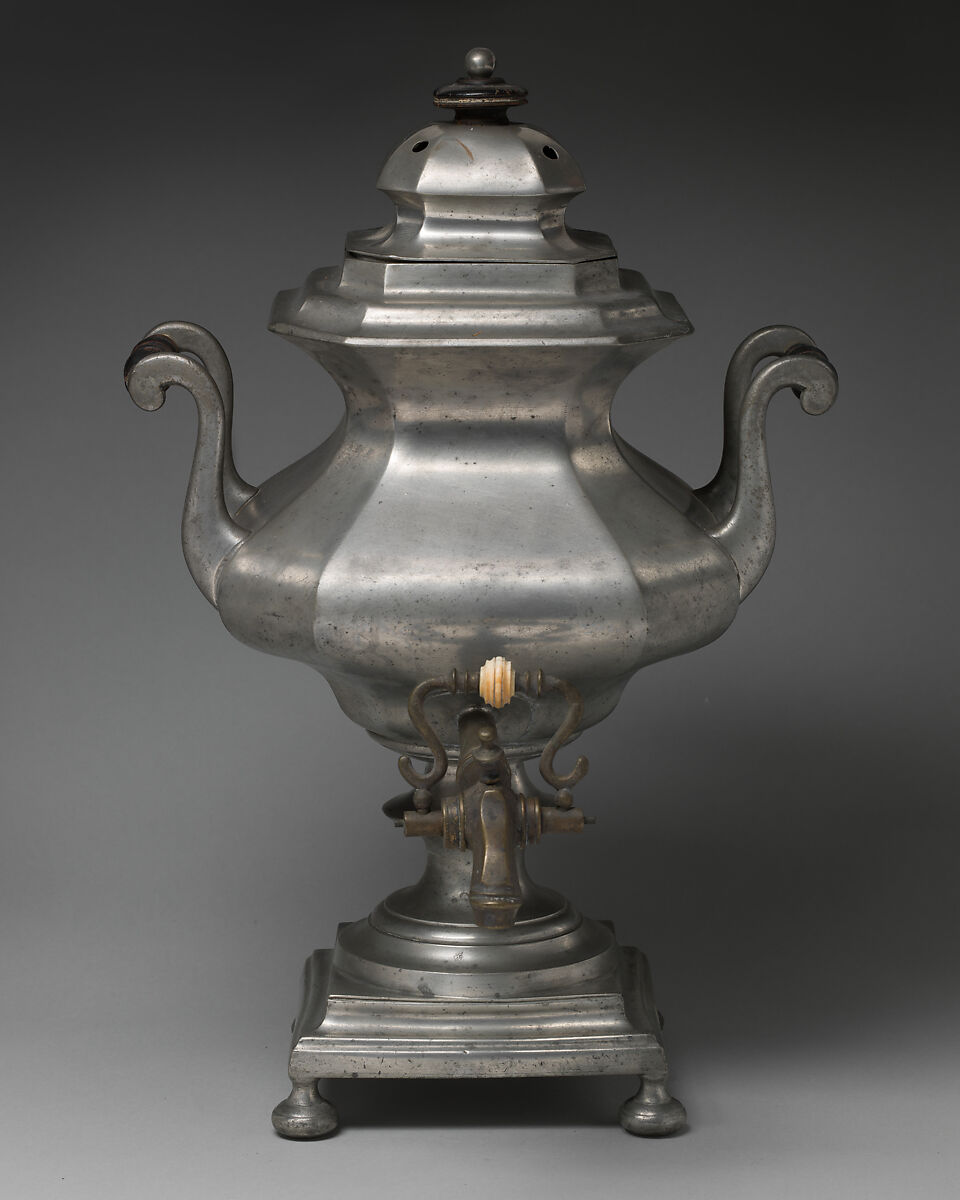 Tea urn, James Dixon &amp; Sons (British, founded Sheffield, 1806), Britannia metal, British, Sheffield 