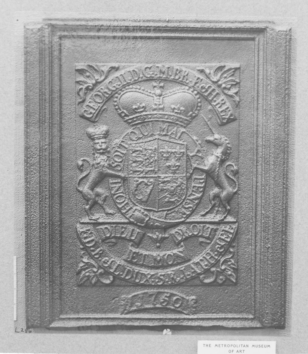 Stove plate with the royal arms of George II, Iron, German 