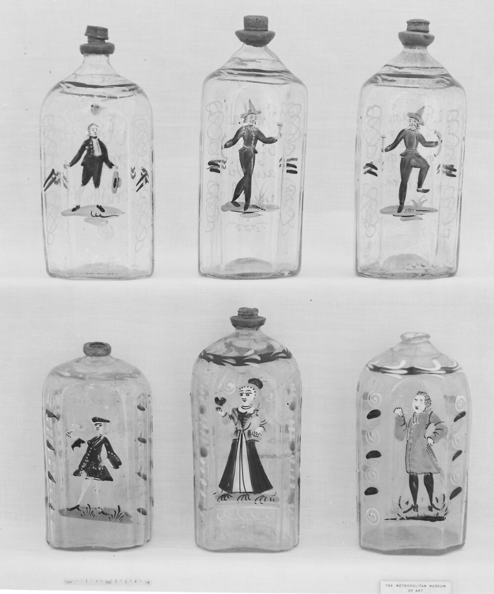 Bottle, Glass, pewter, German