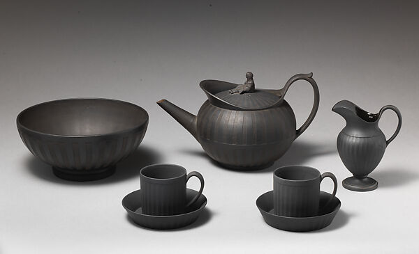 Teapot with cover (part of a set), Wedgwood and Co., Basalt ware, British, Etruria, Staffordshire