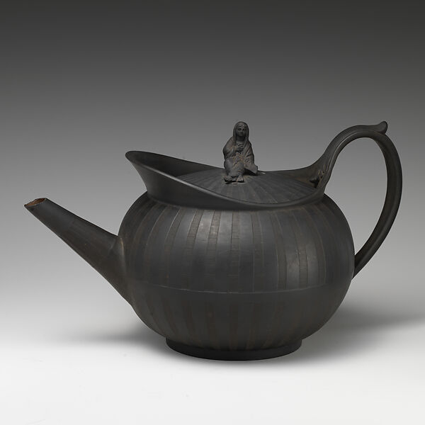 Teapot with cover (part of a set), Wedgwood and Co., Basalt ware, British, Etruria, Staffordshire 