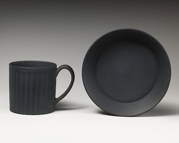 Cup and saucer (part of a set), Wedgwood and Co., Basalt ware, British, Etruria, Staffordshire 