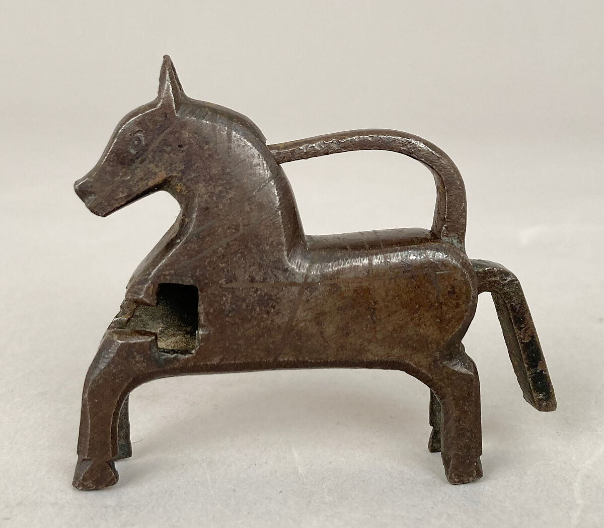 Padlock in the form of a horse, Iron, brass, Russian 