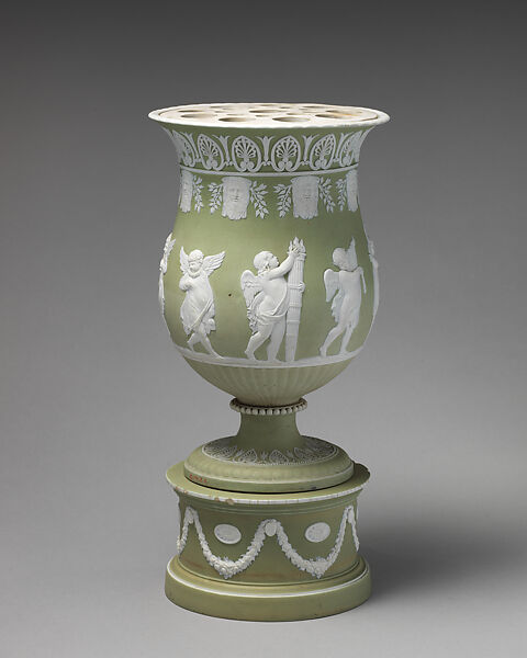 Vase and pedestal, Josiah Wedgwood and Sons (British, Etruria, Staffordshire, 1759–present), Jasperware, British, Etruria, Staffordshire