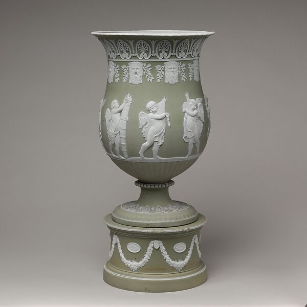 Vase and pedestal, Josiah Wedgwood and Sons (British, Etruria, Staffordshire, 1759–present), Jasperware, British, Etruria, Staffordshire