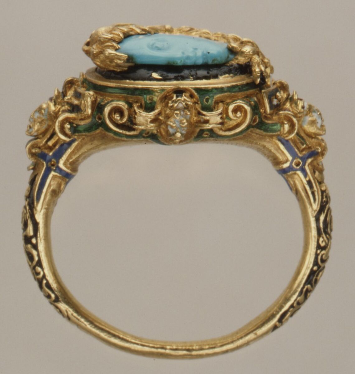 Alexander the Great (?), Turquoise, enamel, gold, probably Italian