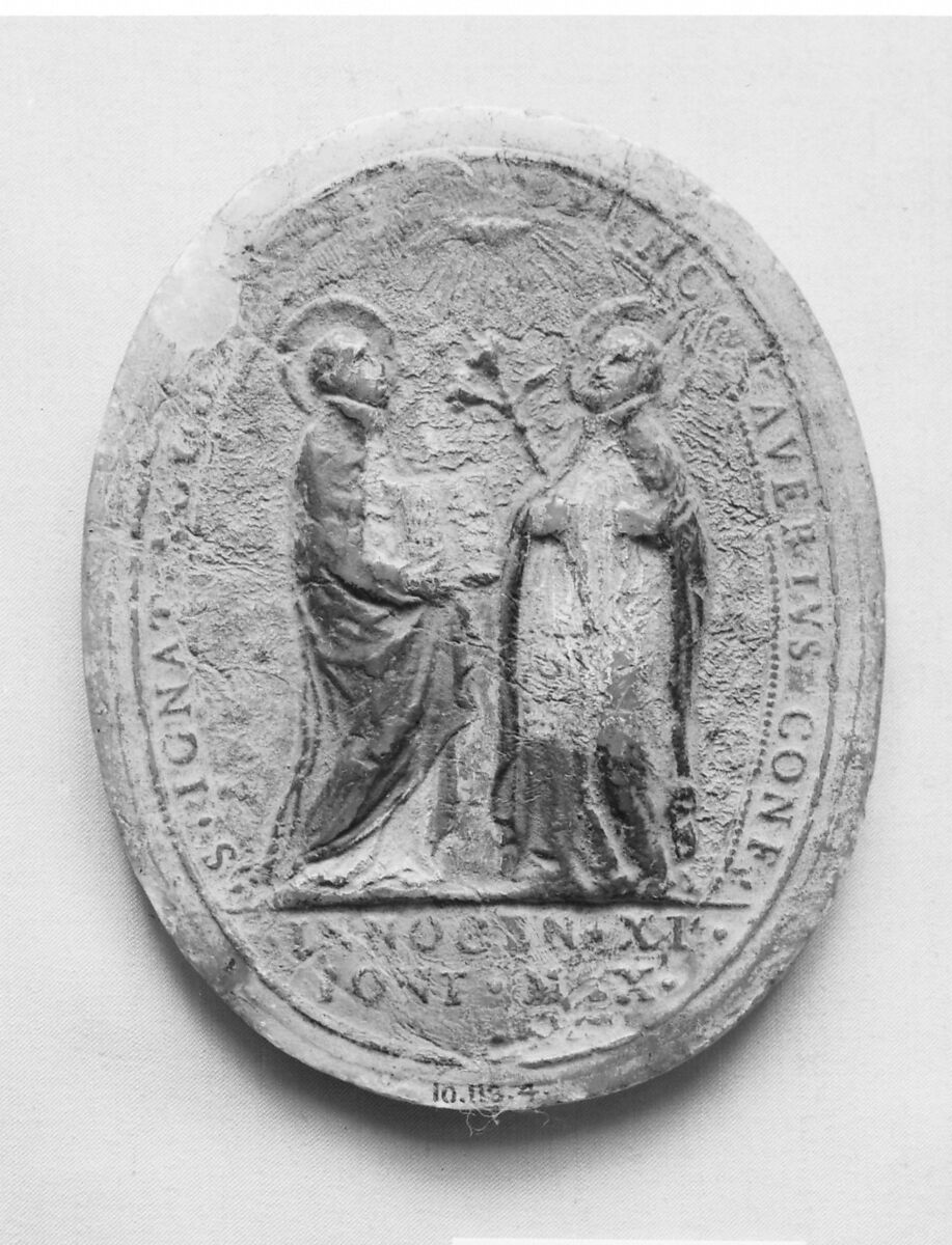 Commemorating the two Jesuit Saints: Ignatius Loyola (Founder), and Francis Xavier (1506–1552) (greatest missionary), Wax, partially painted obverse, Italian 