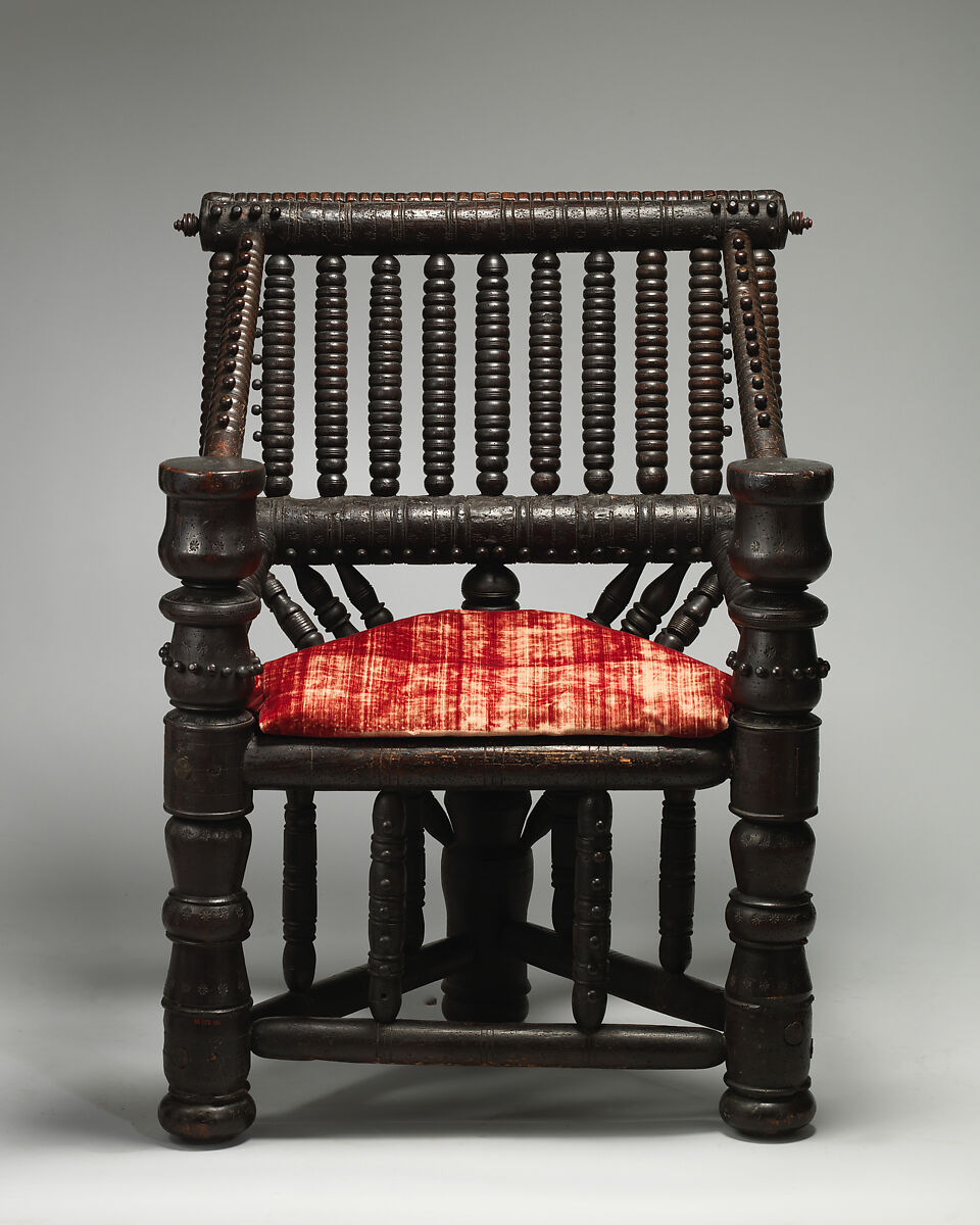 Turned chair, Ash, velvet, British