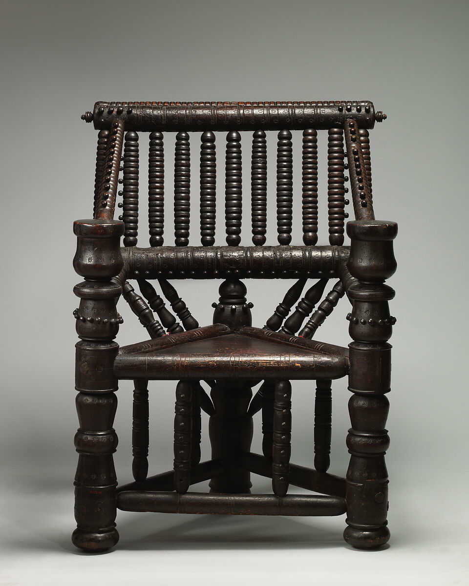 Turned chair, Ash, velvet, British