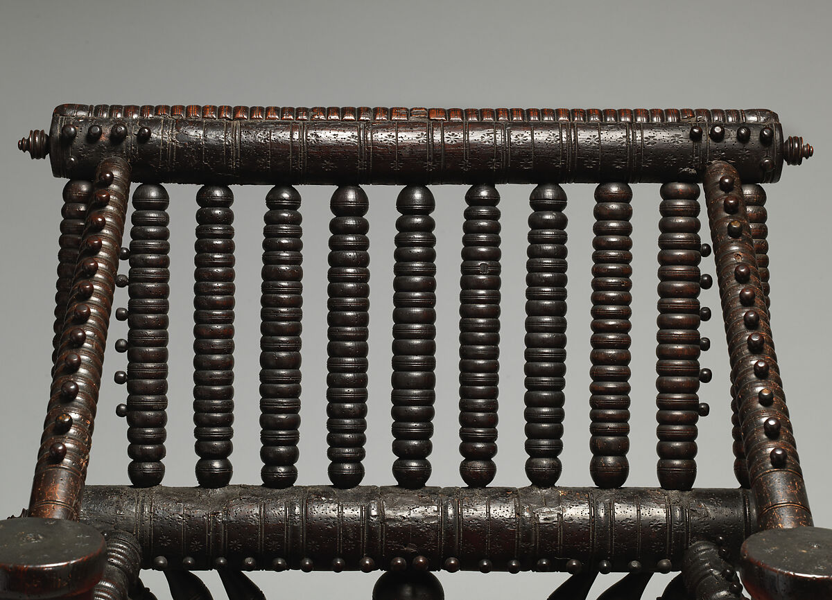 Turned chair, Ash, velvet, British