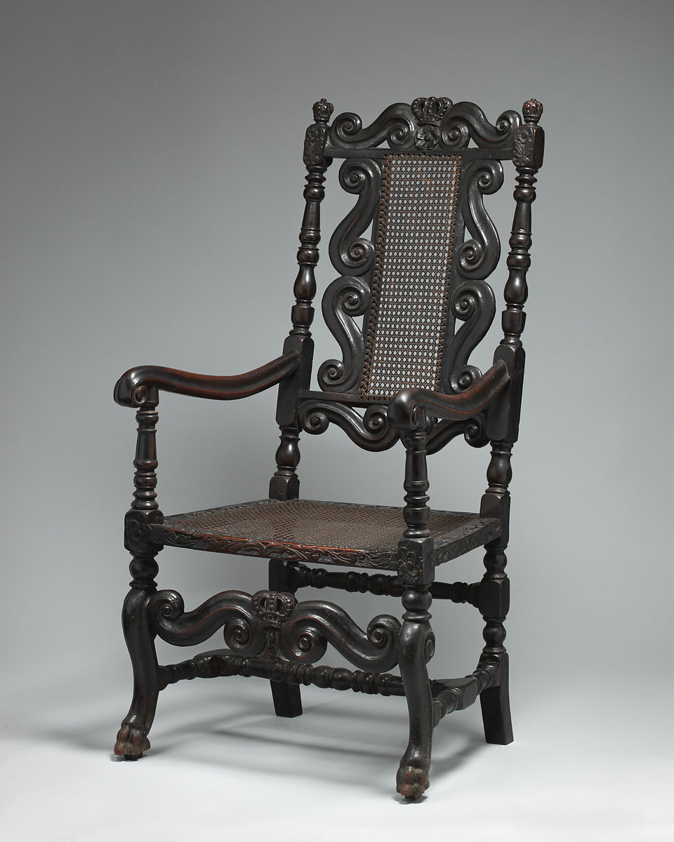 Armchair, Walnut and cane, British 