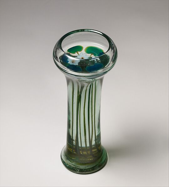 Aquamarine Water Lily Vase, Louis C. Tiffany (American, New York 1848–1933 New York), Glass, American