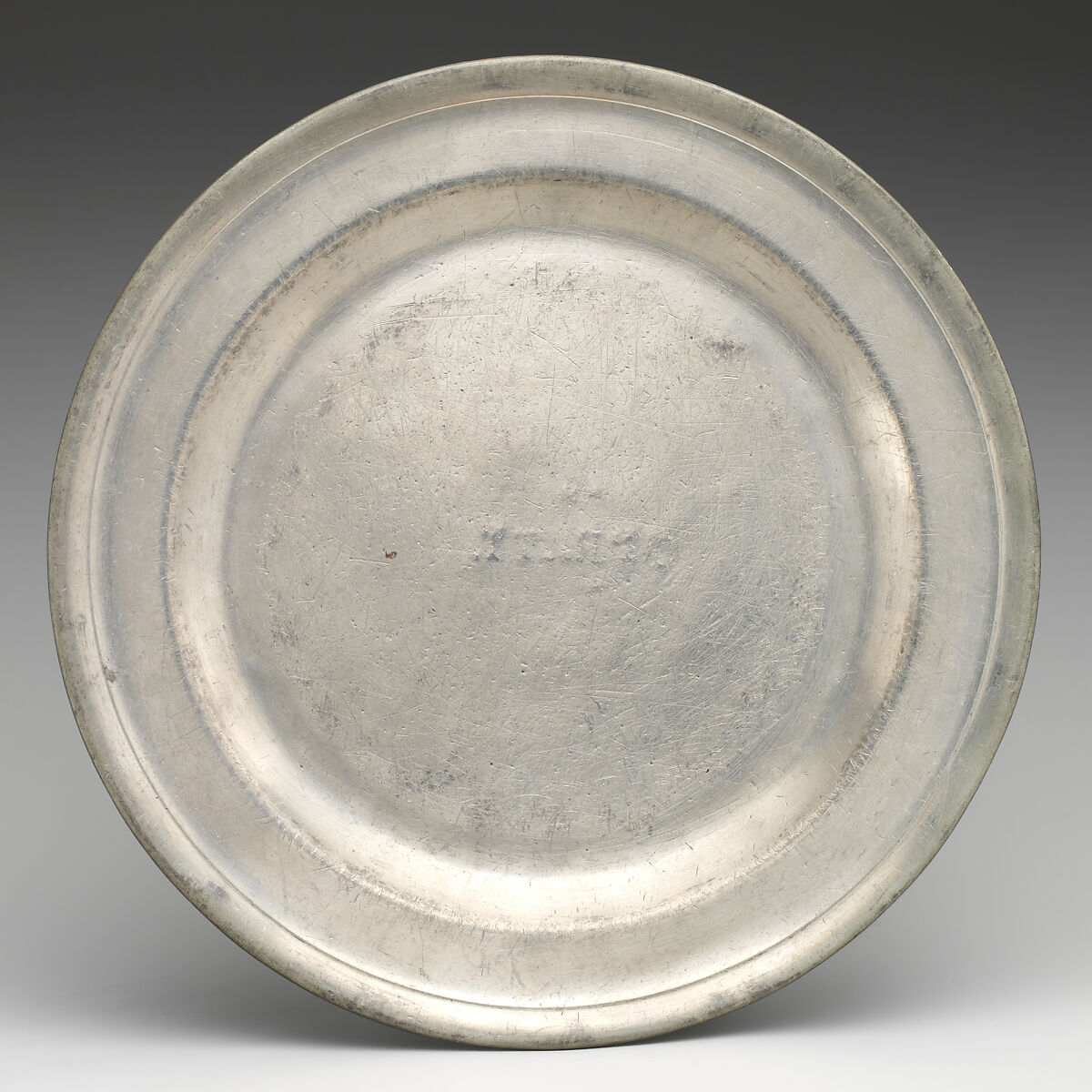 Set of four plates (part of a set), Robert L. Bush, Pewter, British, Bristol 