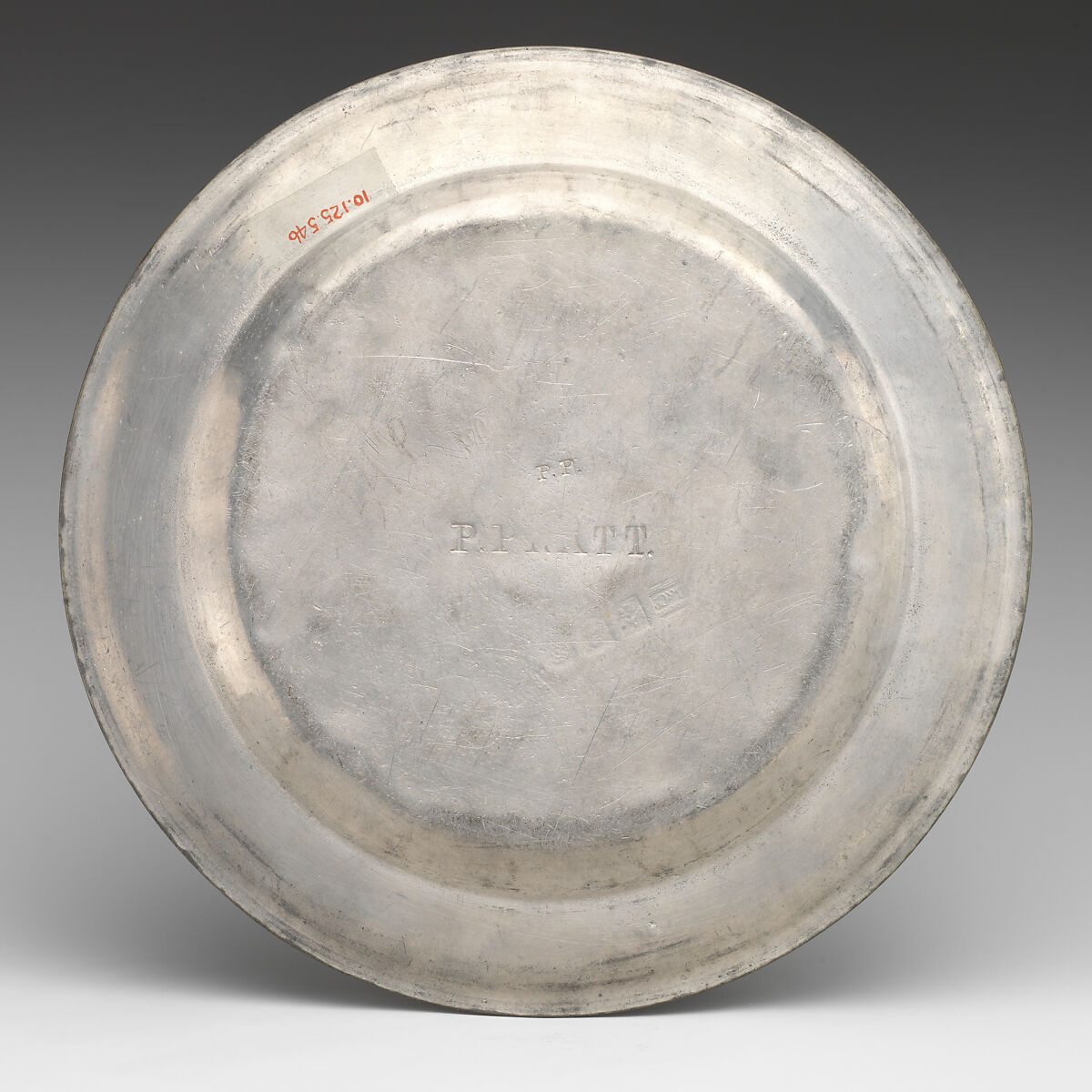 Set of four plates (part of a set), Robert L. Bush, Pewter, British, Bristol