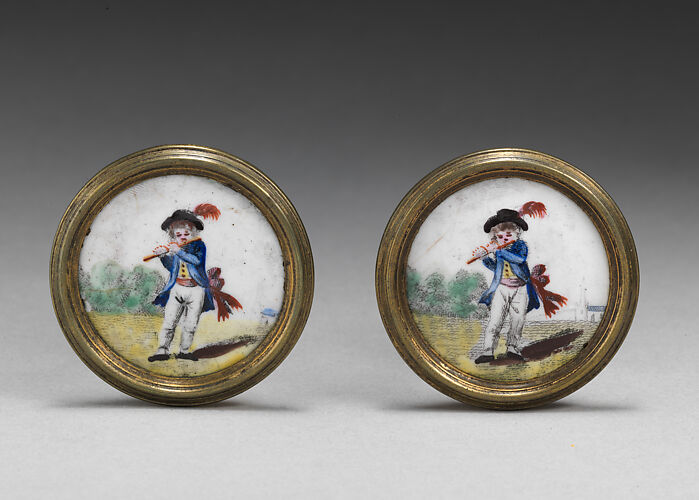Pair of enamel knobs