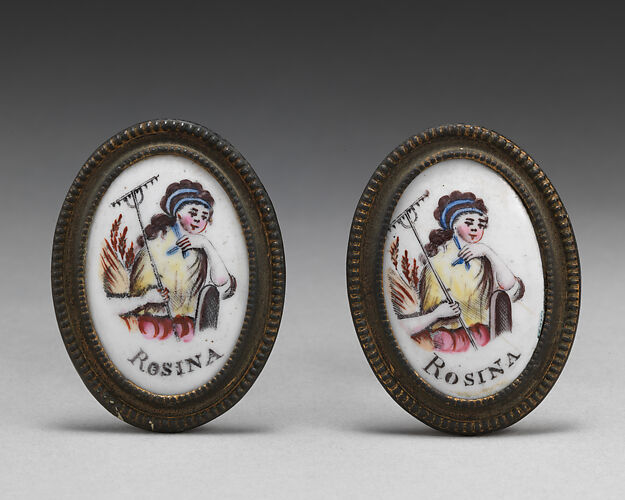 Pair of enamel knobs