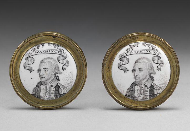 Pair of mirror knobs with depiction of General Washington