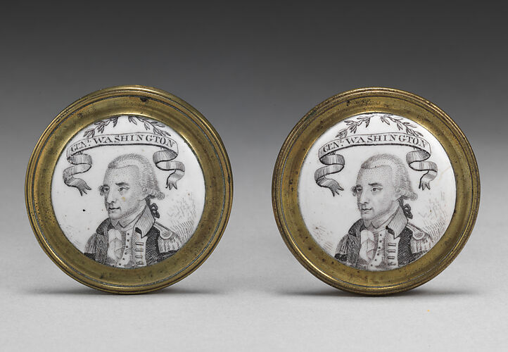 Pair of enamel knobs depicting George Washington