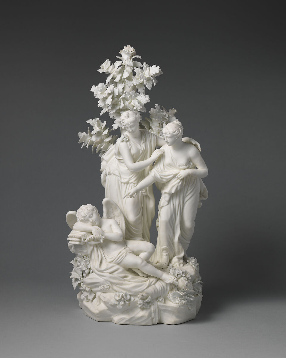 Virgins Awaking Cupid, Derby Porcelain Manufactory (British, 1751–1785), Soft-paste biscuit porcelain, British, Derby 