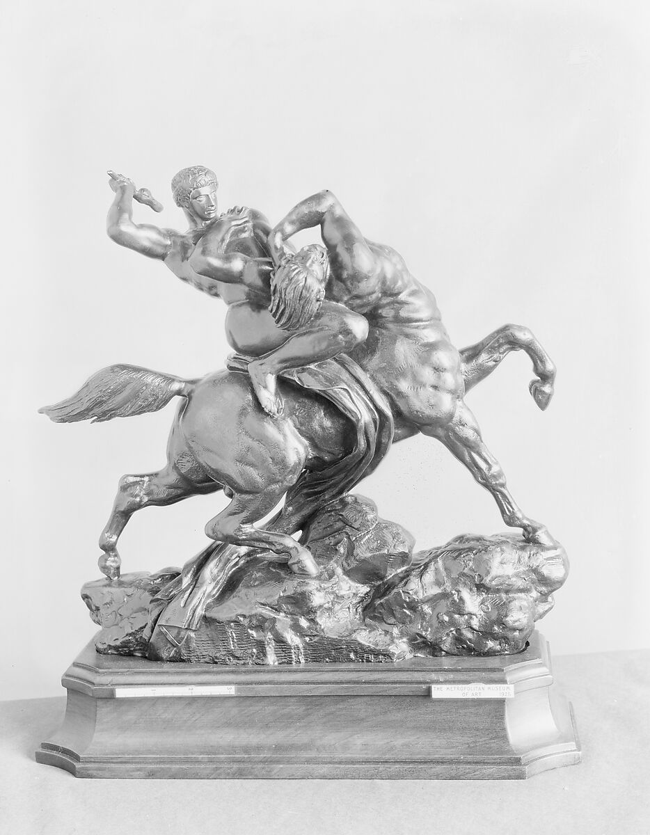 Theseus and the Centaur Bianor, Antoine-Louis Barye (French, Paris 1795–1875 Paris), Bronze, French 