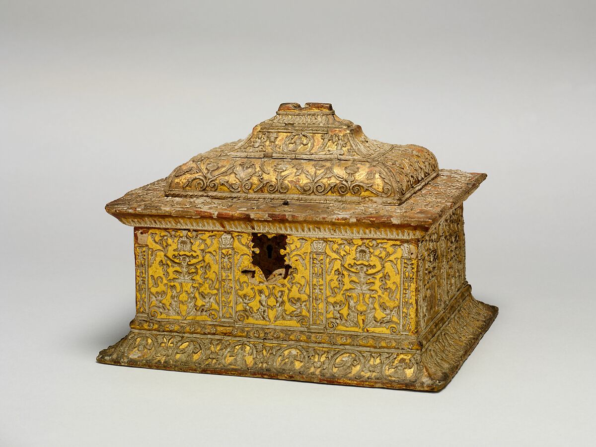 Casket (cassetta), Gesso on wood (pastiglia), Italian, Ferrara 