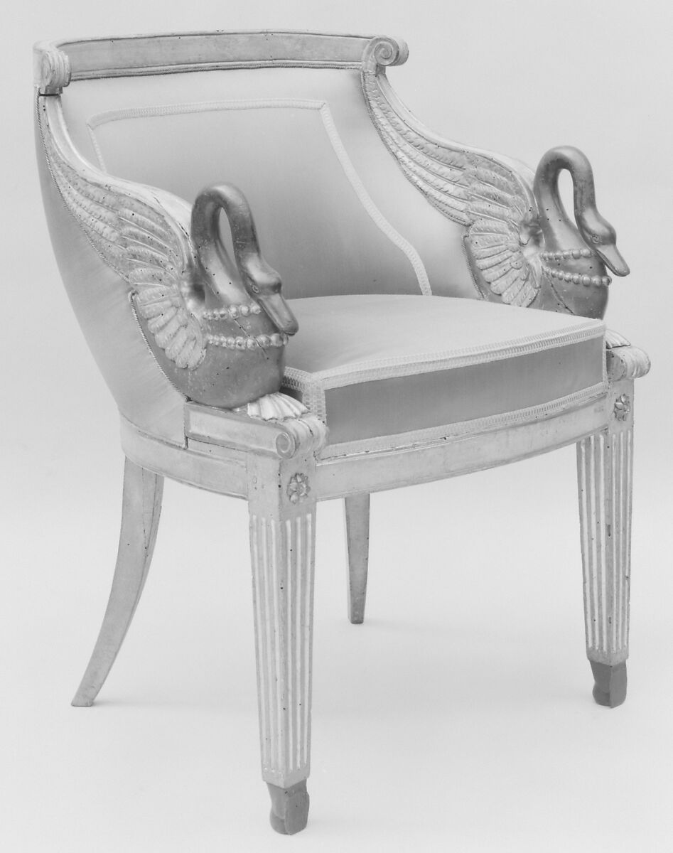 Armchair, Carved, painted and gilded beechwood, French or Italian