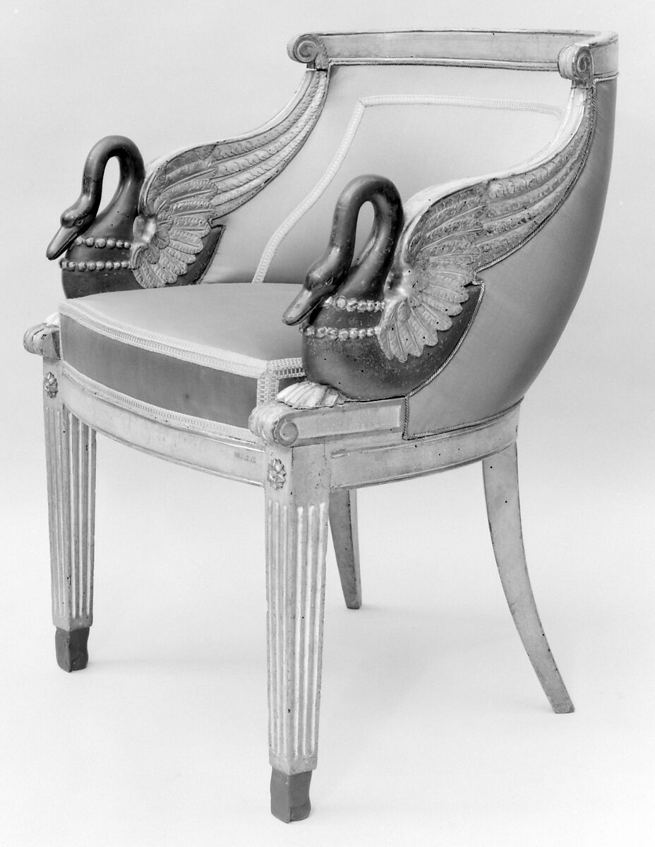 Armchair, Carved, painted and gilded beechwood, French or Italian