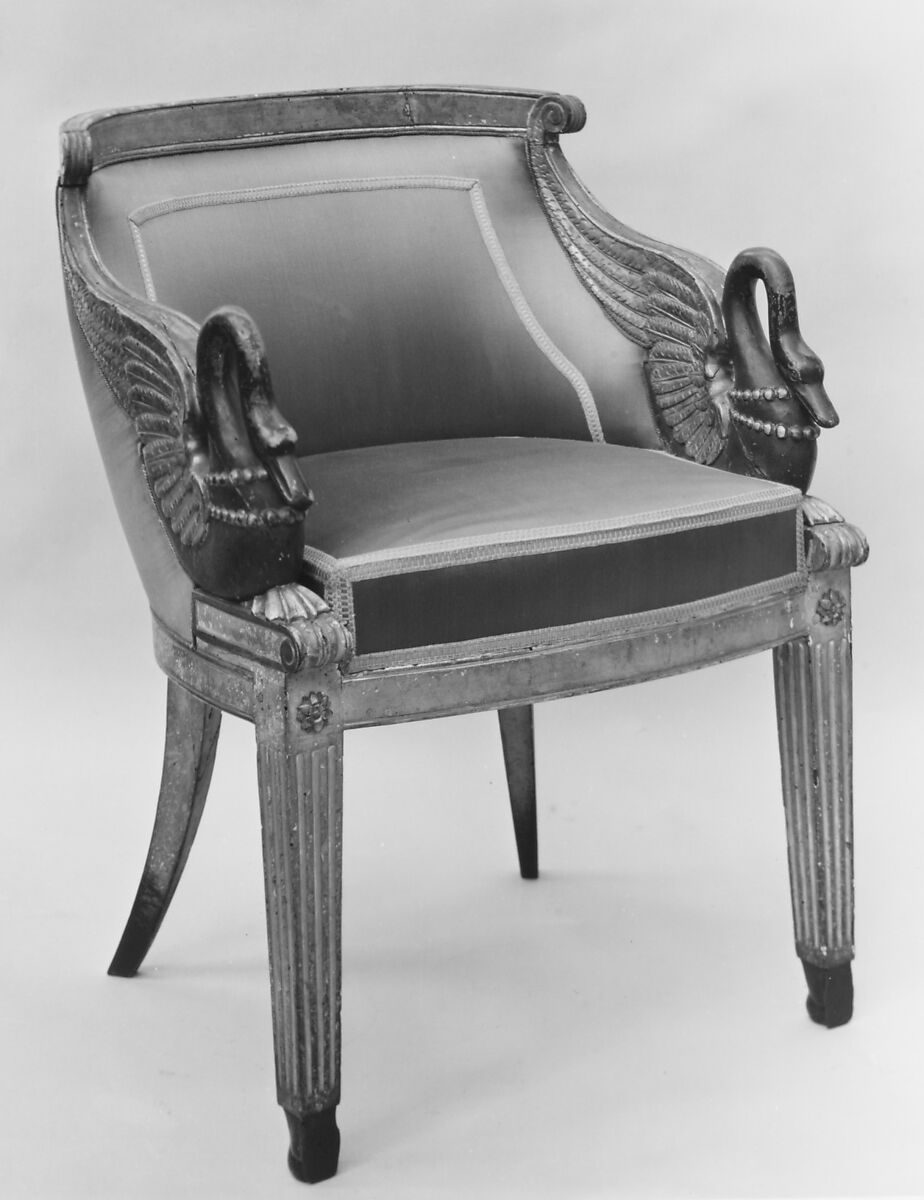 Armchair, Carved, painted and gilded beechwood, French or Italian