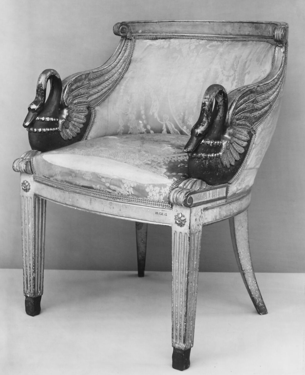 Armchair, Carved, painted and gilded beechwood, French or Italian