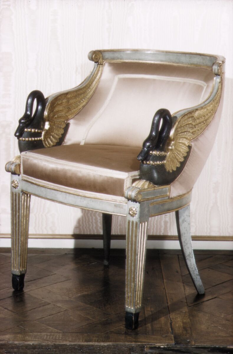 Armchair, Carved, painted and gilded beechwood, French or Italian 
