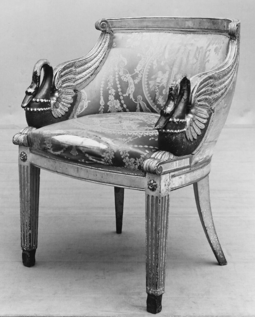 Armchair, Carved, painted and gilded beechwood, French or Italian