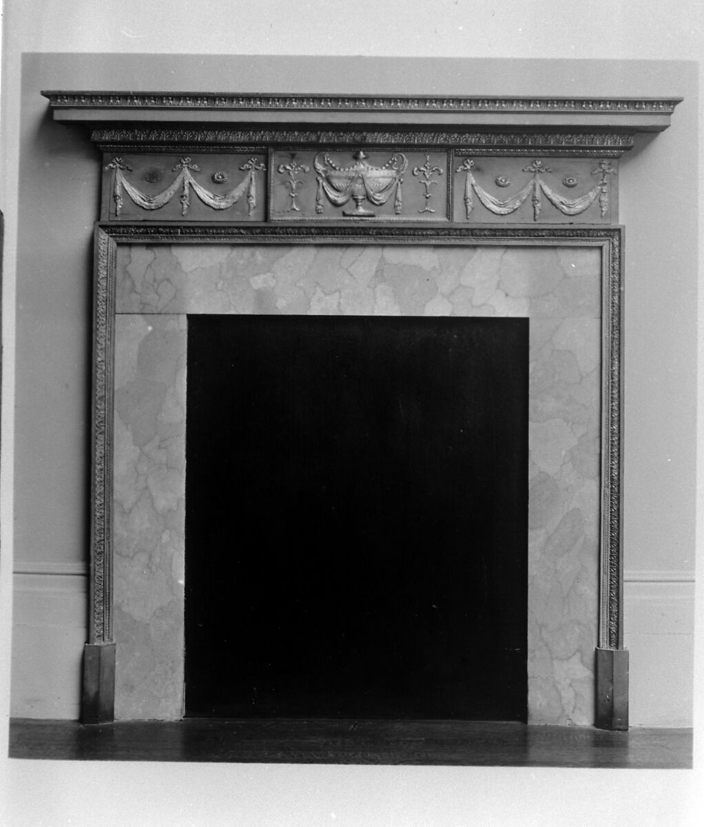 Mantelpiece, Wood (pine?), Britannia metal, British 