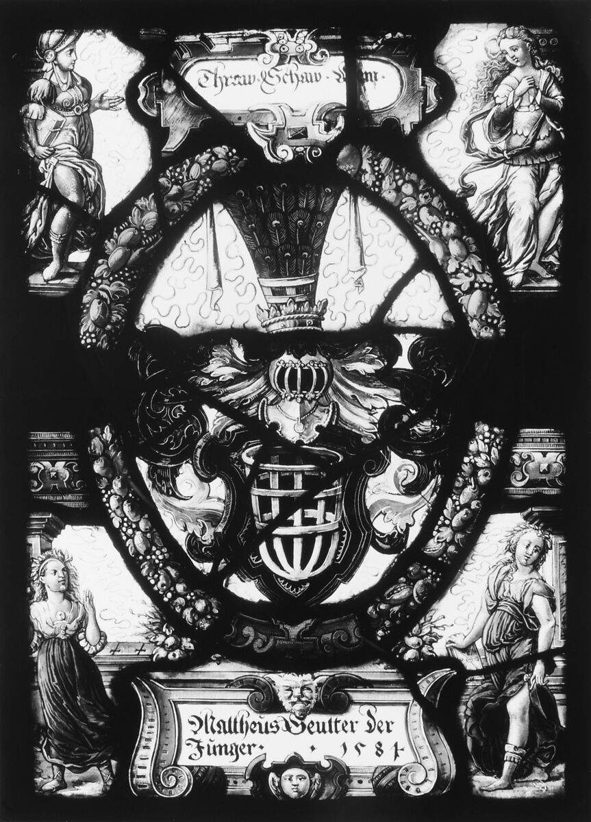 Arms of Matthias Seutter the Younger, Stained glass, Swiss 