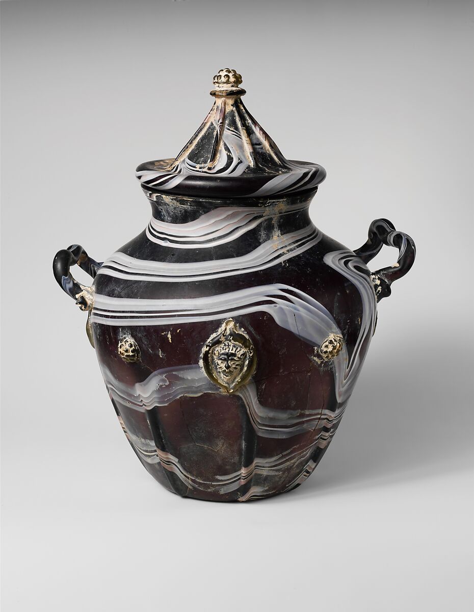 Urn with cover, Glass, Italian, Venice (Murano)