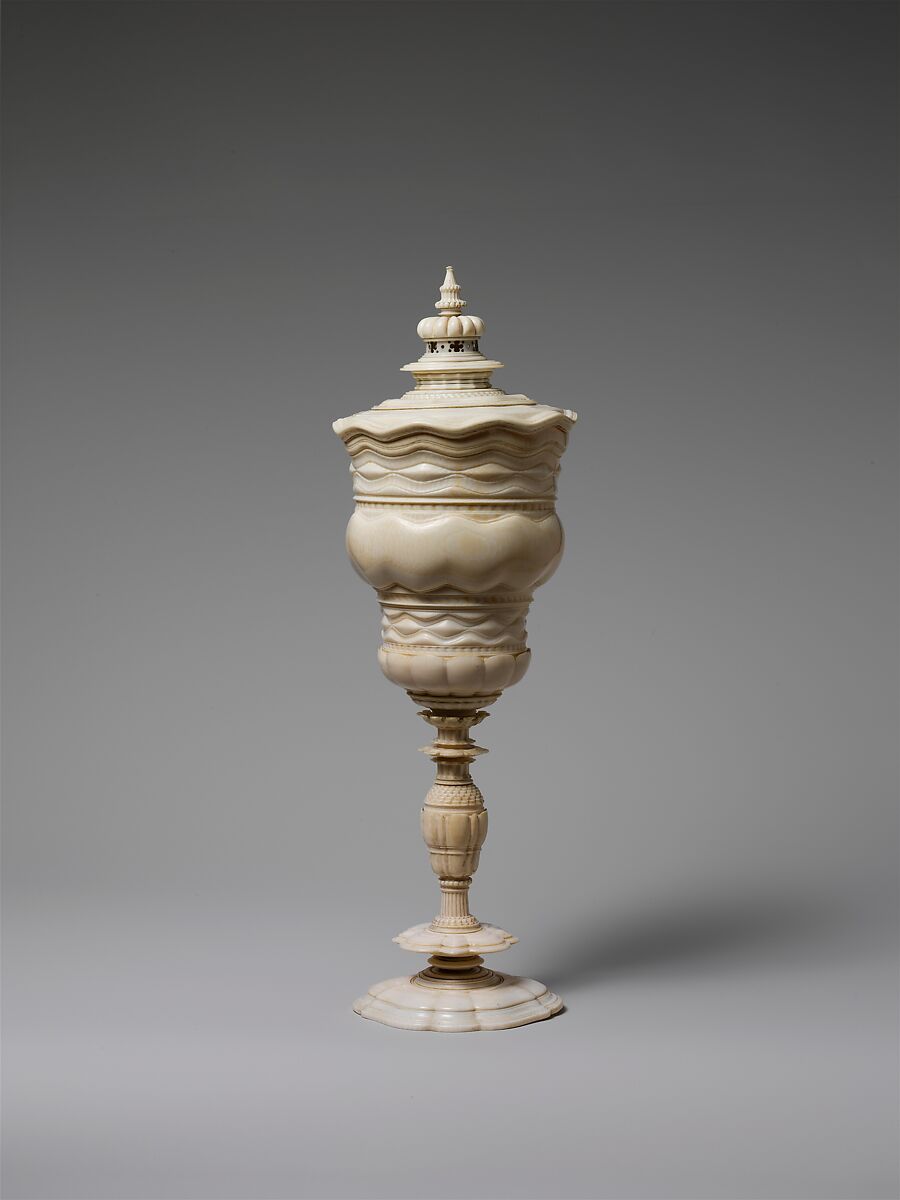 Standing cup with cover, Possibly by workshop of Lorenz Zick (1594–1666), Ivory, German, Nuremberg 