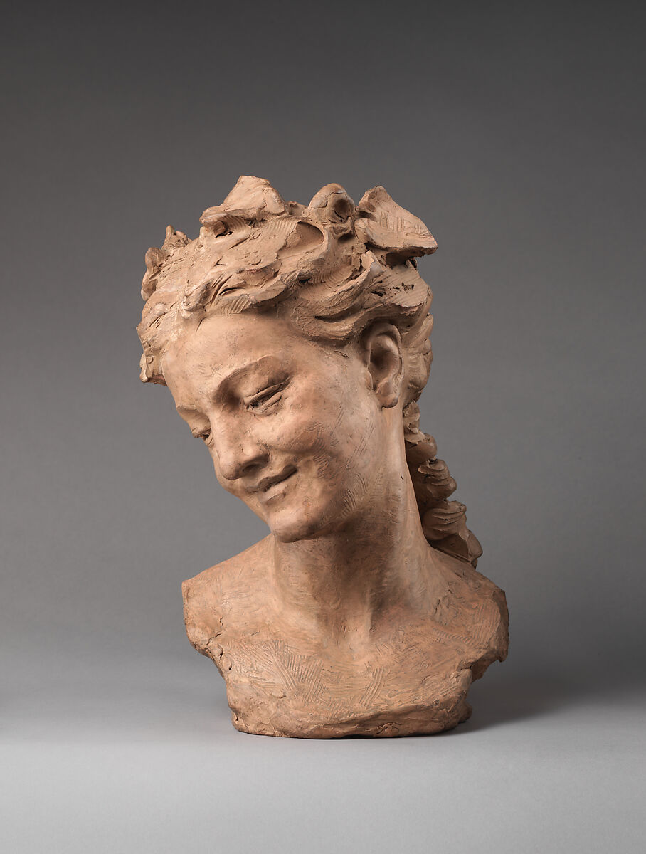 Bacchante with lowered eyes, Jean-Baptiste Carpeaux (French, Valenciennes 1827–1875 Courbevoie), Terracotta, French, Paris