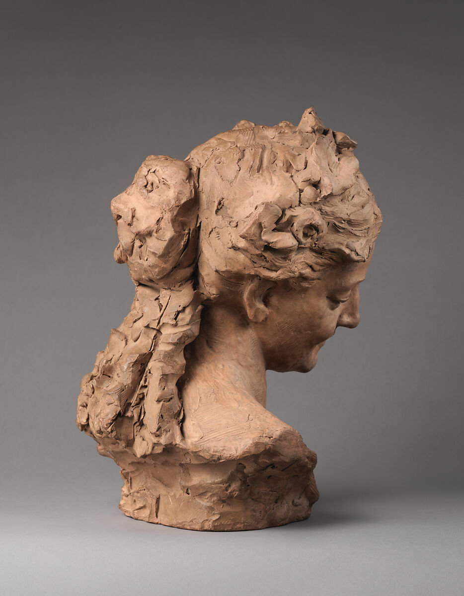 Bacchante with lowered eyes, Jean-Baptiste Carpeaux (French, Valenciennes 1827–1875 Courbevoie), Terracotta, French, Paris