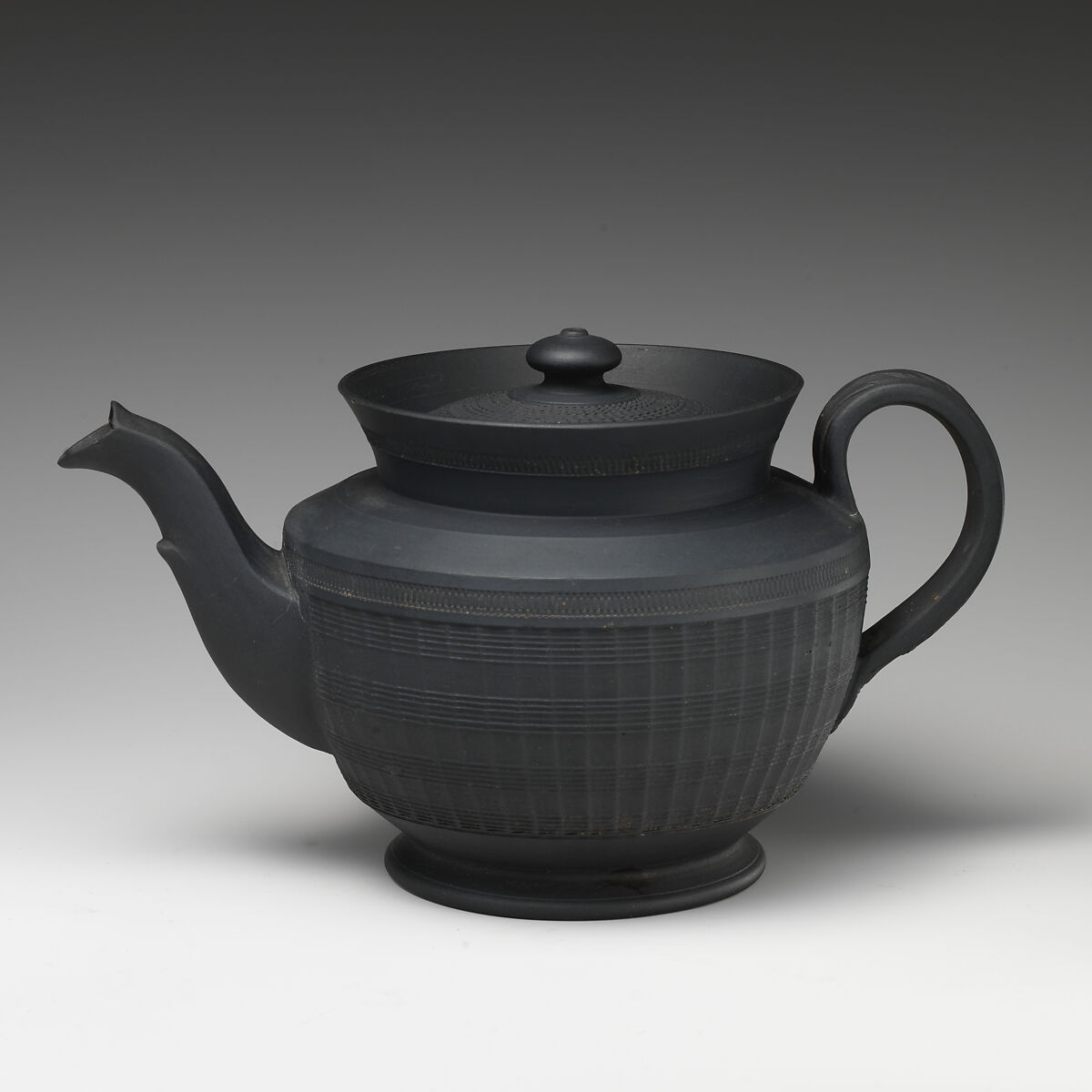 Teapot with cover, Black basalt ware, British 