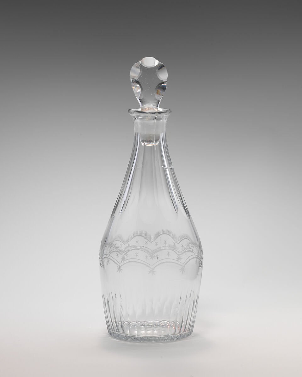 Decanter with stopper, Glass, British 