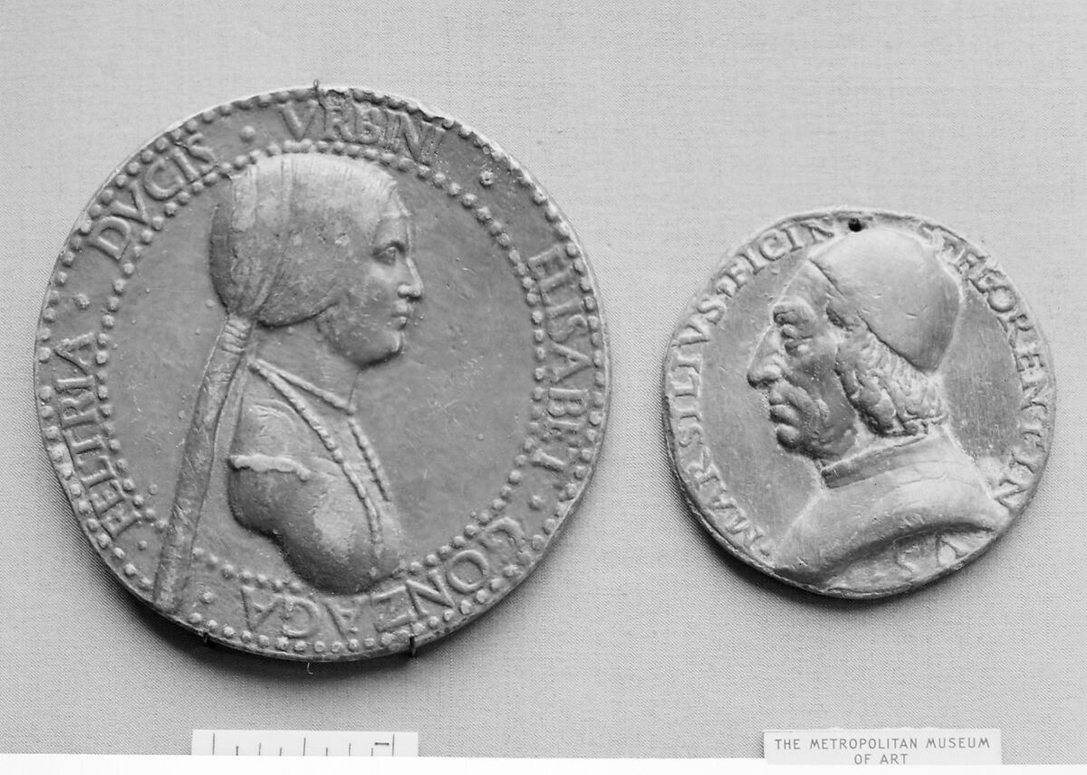 Elisabetta Gonzaga, Duchess of Urbino, Medalist: Adriano Fiorentino (Adriano di Giovanni de&#39; Maestri) (Italian, Florence (?) born ca. 1450–60, died 1499 Florence), Lead, Italian, Florence 