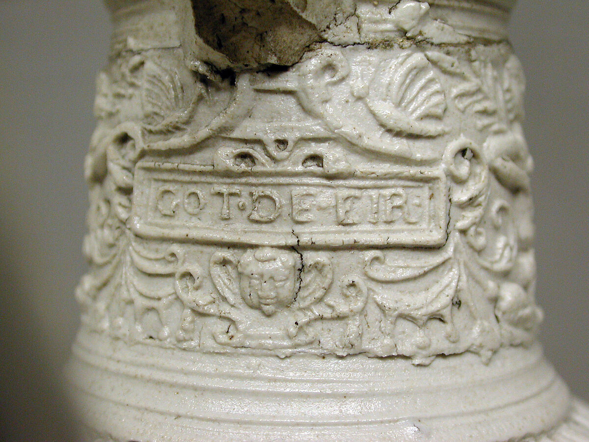 Ewer (Schnabelkanne), Decoration after a design by Theodor de Bry (Netherlandish, Liège 1528–1598 Frankfurt), Glazed stoneware; pewter, German, Siegburg